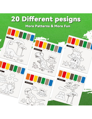 Libro de Colorear Acuarela Dinosaurios YMluky 20 Páginas