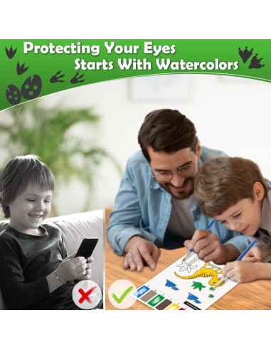 Libro de Colorear Acuarela Dinosaurios YMluky 20 Páginas