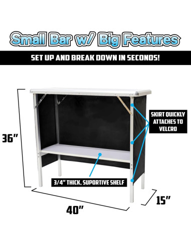 Bar Portátil Plegable PartyLife con Luces LED y Faldas