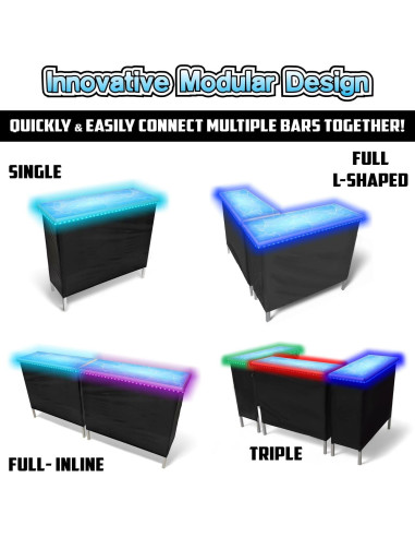 Bar Portátil Plegable PartyLife con Luces LED y Faldas