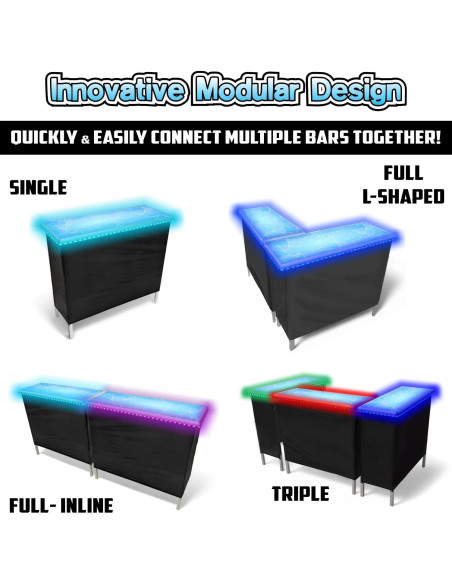 Bar Portátil Plegable PartyLife con Luces LED y Faldas