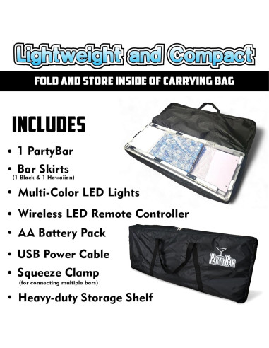 Bar Portátil Plegable PartyLife con Luces LED y Faldas