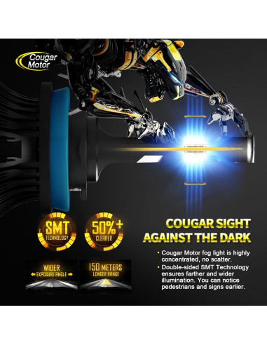 Bombillas de Luz de Niebla Cougar Motor 9005 H11 - Paquete de 4