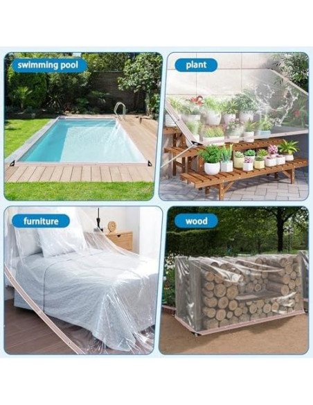 Lona Transparente Resistente al Agua 2.13x2.74m Welacymet