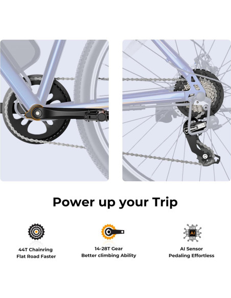 Bicicleta Eléctrica Jasion EB5 750W 26" 7 Velocidades Azul