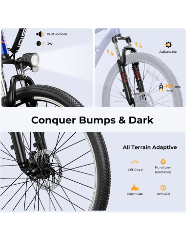 Bicicleta Eléctrica Jasion EB5 750W 26" 7 Velocidades Azul