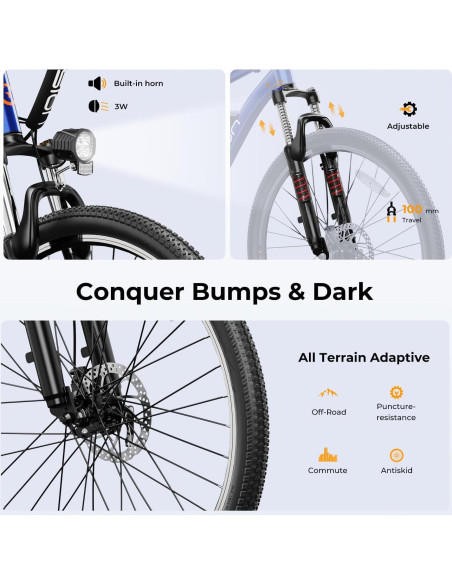 Bicicleta Eléctrica Jasion EB5 750W 26" 7 Velocidades Azul