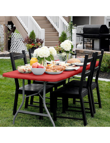 Mantel Ajustado de Poliéster Rojo 183x76 cm Shamrock Home