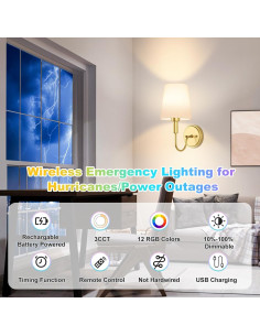 Aplique de Pared Inalámbrico Odnora LED RGB Recargable - Juego de 2 2