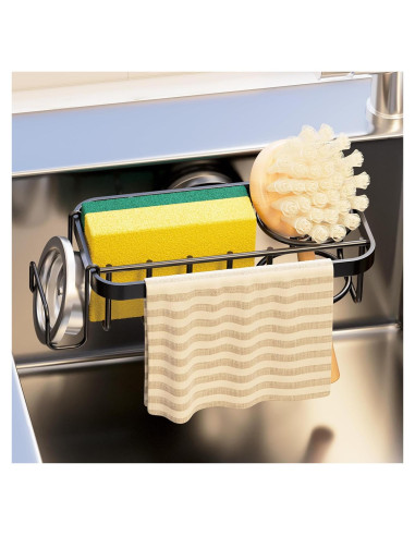 Soporte para Esponjas TAILI 4 en 1 con Ventosa - Negro