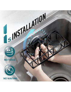 Soporte para Esponjas TAILI 4 en 1 con Ventosa - Negro 2