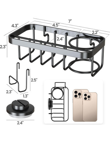 Soporte para Esponjas TAILI 4 en 1 con Ventosa - Negro