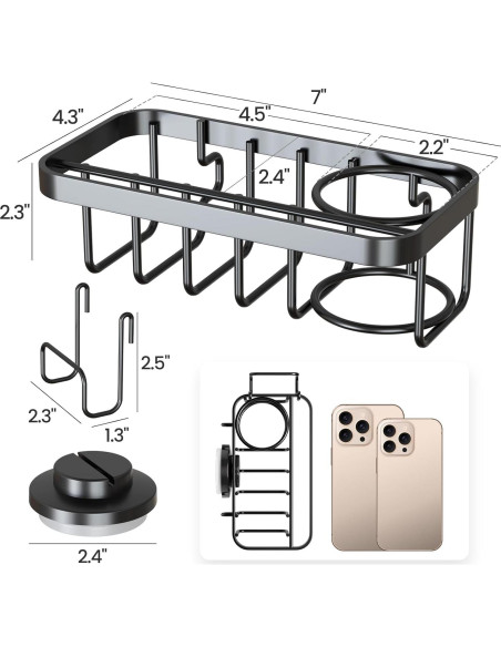 Soporte para Esponjas TAILI 4 en 1 con Ventosa - Negro