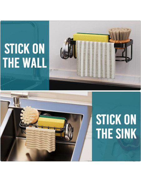 Soporte para Esponjas TAILI 4 en 1 con Ventosa - Negro