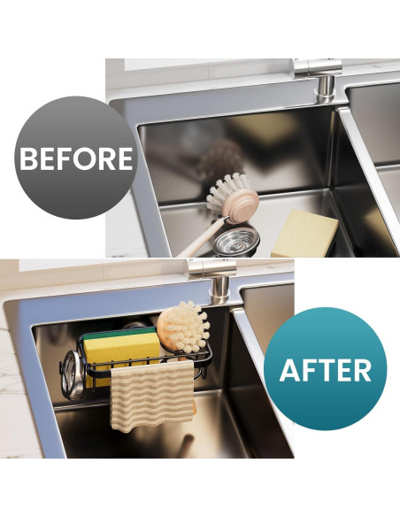 Soporte para Esponjas TAILI 4 en 1 con Ventosa - Negro