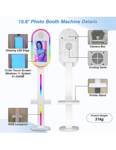 Cabina de Fotos Espejo DSLR Enwozp 15.6" con Impresora