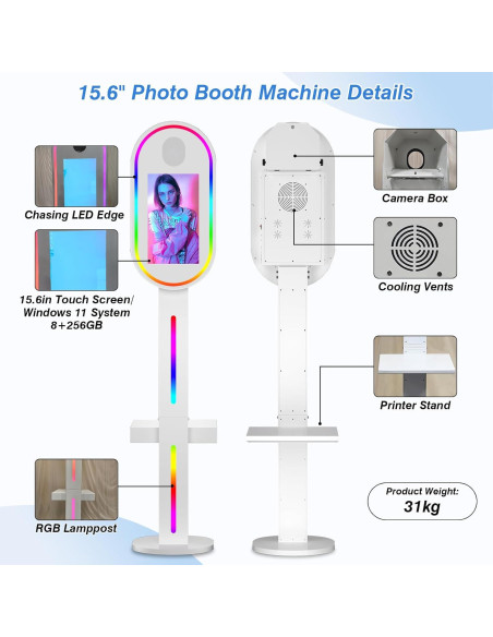 Cabina de Fotos Espejo DSLR Enwozp 15.6" con Impresora