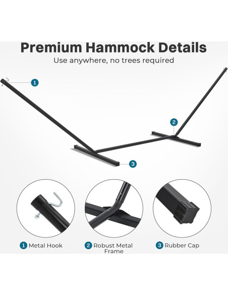 Hamaca Doble SUPERJARE con Soporte y Almohada Desmontable - Azul Aqua