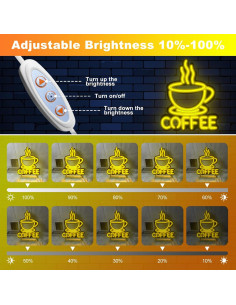Cartel de Neón de Café EZMYMA LED Dimmable 37x30 cm 2