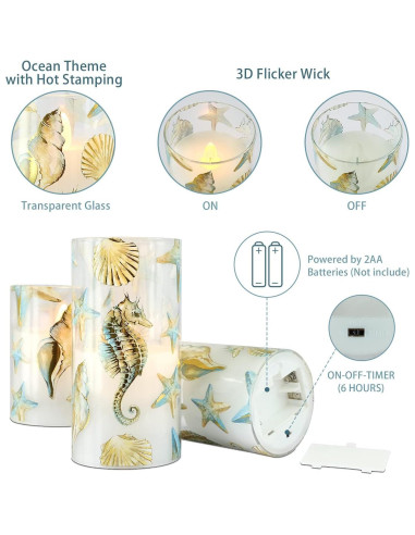 Velas LED Sin Llama GORGE MOMENT x3 con Control Remoto