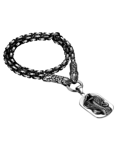 Collar Viking OIDEA Serpiente Doble Acero Inoxidable 61cm