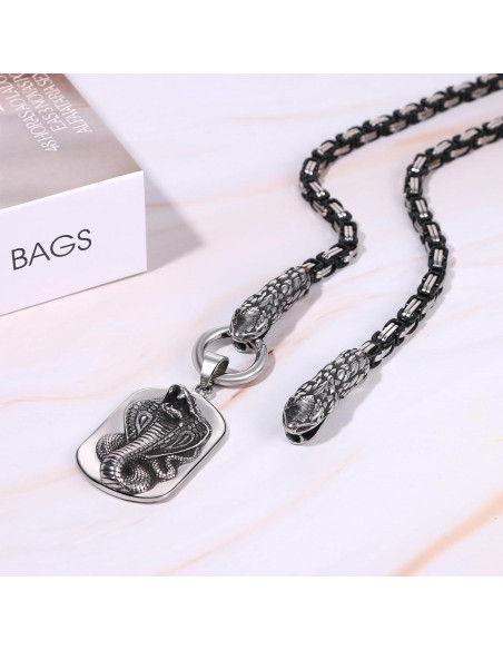 Collar Viking OIDEA Serpiente Doble Acero Inoxidable 61cm