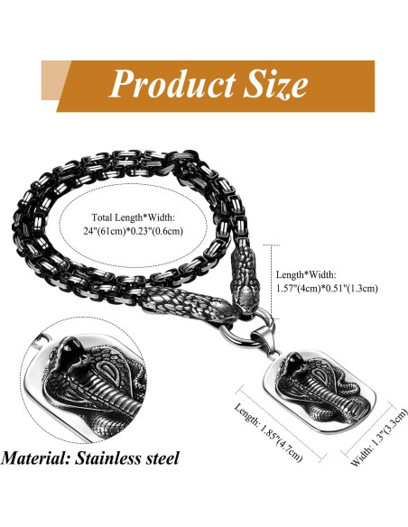 Collar Viking OIDEA Serpiente Doble Acero Inoxidable 61cm