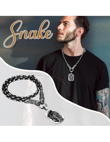 Collar Viking OIDEA Serpiente Doble Acero Inoxidable 61cm