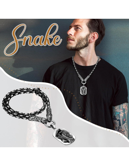 Collar Viking OIDEA Serpiente Doble Acero Inoxidable 61cm