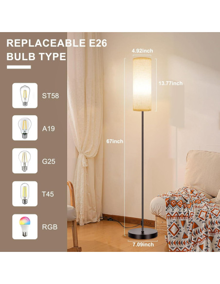 Lámpara de Pie FRIDEKO HOME Beige 9W 800LM Control Remoto