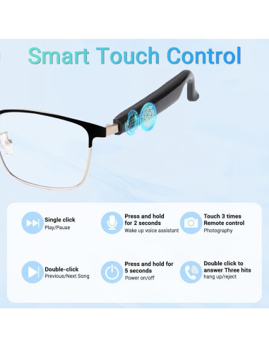 Gafas de Audio Bluetooth CuiSuto C-GS06 Doradas con Lentes UV400