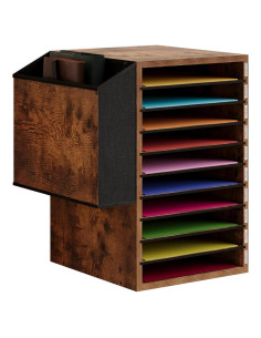 Organizador de Papel de Oficina Unionly 10 Compartimentos Marrón