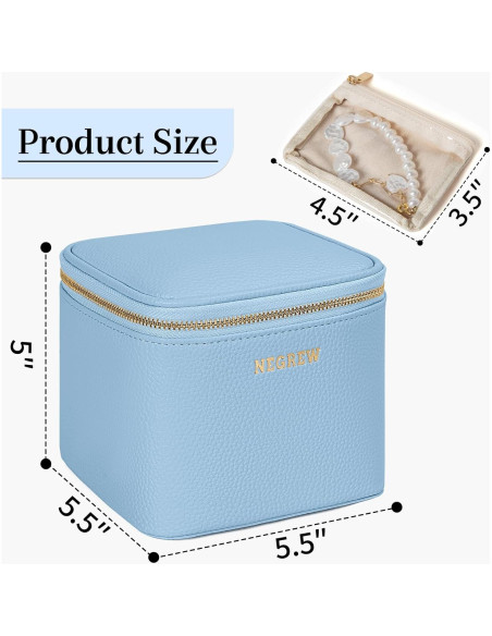 Caja de Joyería de Viaje FREEAMG Azul Bebé 6 Compartimentos