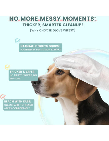 100 Toallitas para Mascotas IMMHABI con Guantes Hipoalergénicas