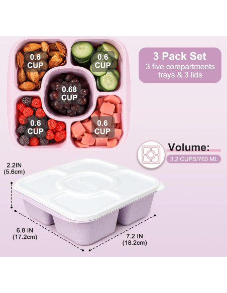 Conjunto de Contenedores Caperci 5 Paquetes Bento Reutilizables