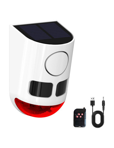 Alarma Solar de Movimiento QXMH 110dB con Luz Estroboscópica