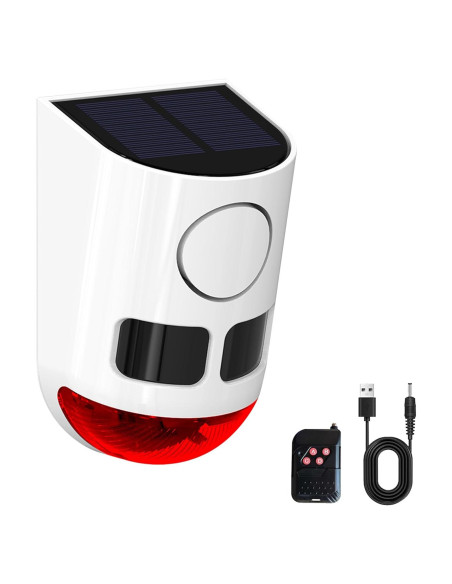 Alarma Solar de Movimiento QXMH 110dB con Luz Estroboscópica