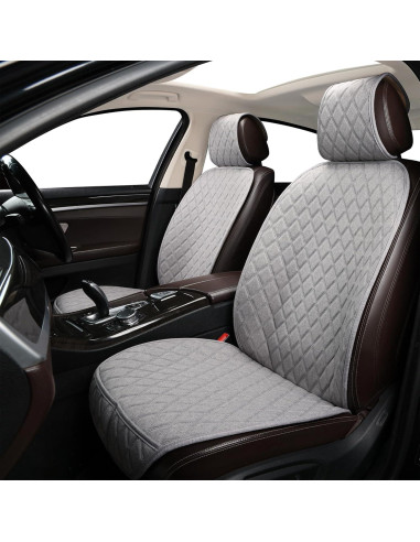 Fundas de Asiento Delantero Lino Gris BaoLL Ajuste Universal