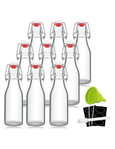 Botellas de vidrio 8oz YEBODA con tapa abatible - Paquete de 9