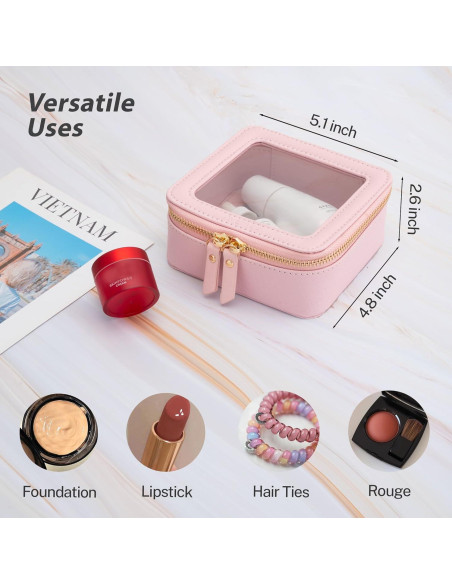 Estuche de Maquillaje Transparente Aveniee Mini Rosa 13x12x6cm
