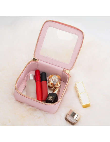 Estuche de Maquillaje Transparente Aveniee Mini Rosa 13x12x6cm