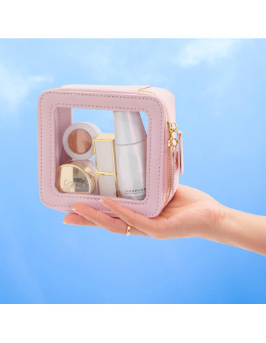 Estuche de Maquillaje Transparente Aveniee Mini Rosa 13x12x6cm