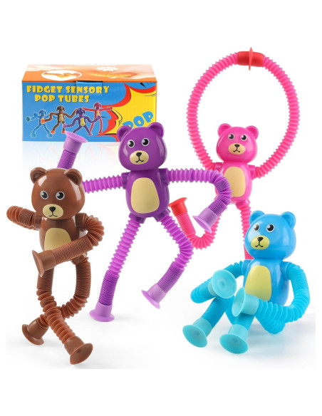 4 Pzs Juguete Sensorial Oso Witmelt Tubos Antiestrés