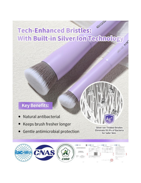 Brocha de Maquillaje Doble Cara EIGSHOW D110P - Cerdas de Iones de Plata