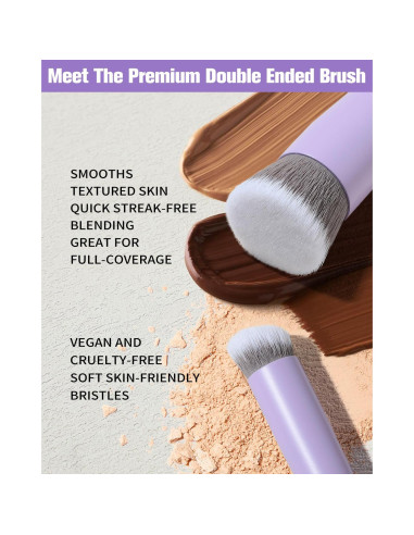 Brocha de Maquillaje Doble Cara EIGSHOW D110P - Cerdas de Iones de Plata