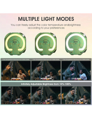 Luz de Anillo Portátil WUBEN E1 para Selfie 300 Lúmenes