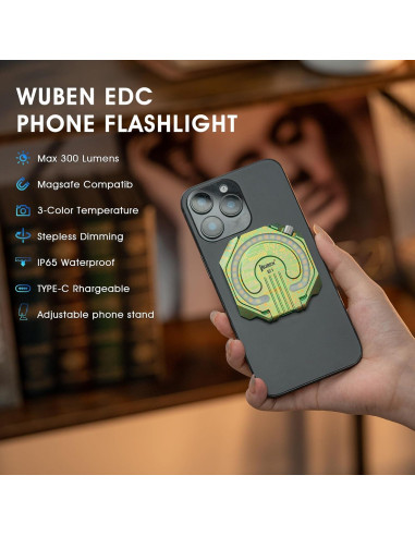 Luz de Anillo Portátil WUBEN E1 para Selfie 300 Lúmenes