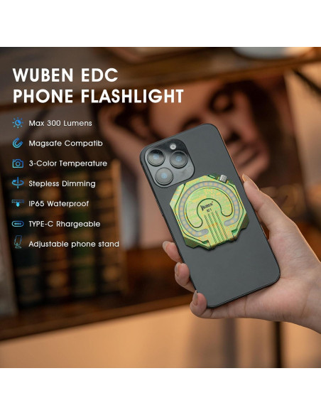 Luz de Anillo Portátil WUBEN E1 para Selfie 300 Lúmenes