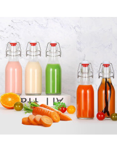 Botellas de vidrio 8oz YEBODA con tapa abatible - Paquete de 9 2