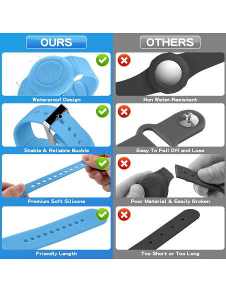 Pulsera Impermeable Ajustable AGMZ para AirTag Niños 2 Pzas